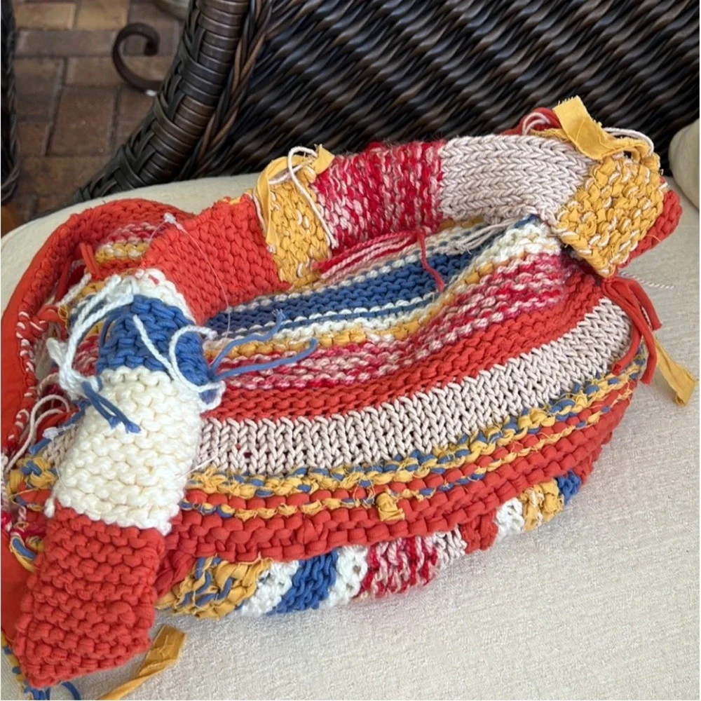 FREE PEOPLE Northbound Hobo Crochet Bag Cotton Stripe Multicolor Crossbody - Picture 4 of 16